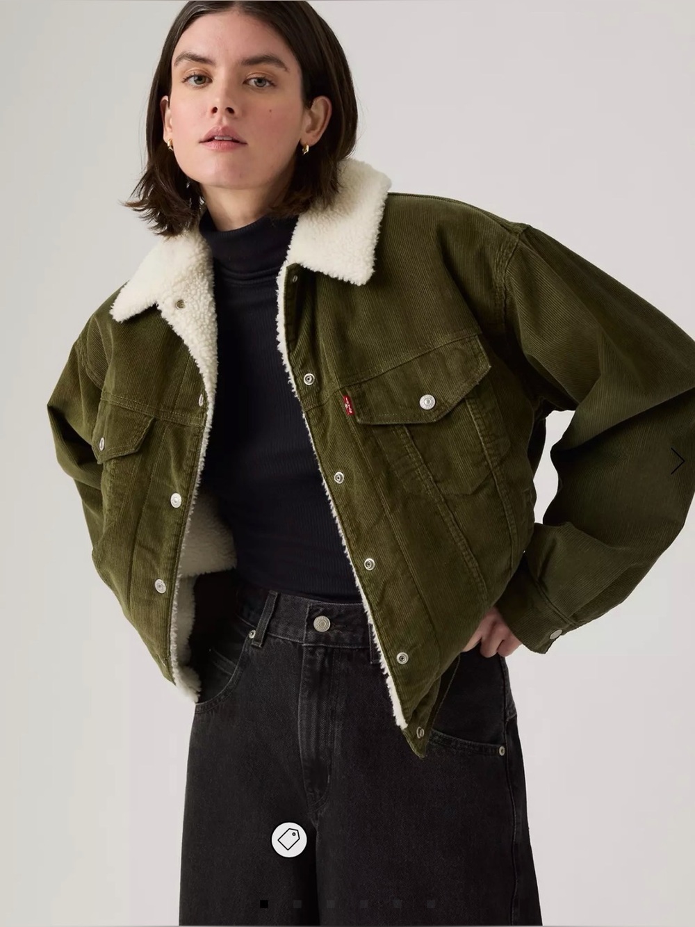 Levi's Unisex 90s Olive Green Sherpa Collar Trucker Jacket